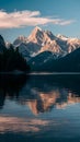 Tranquil scene majestic mountain range reflected in water