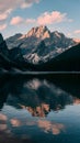 Tranquil scene majestic mountain range reflected in water