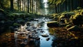 Tranquil scene nature beauty in motion, reflecting on the pond generated by AI