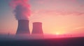 Tranquil scene of a nuclear power plant with a gradient Royalty Free Stock Photo