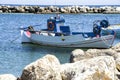 small fishing boats in the harbor of Skyros island , Greece Royalty Free Stock Photo