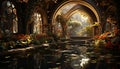 A tranquil scene reflects ancient spirituality in a gothic cathedral generated by AI