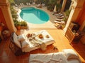 Luxury Resort Poolside Relaxation Scene Royalty Free Stock Photo