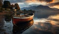 Tranquil scene of sunset on nautical vessel generated by AI