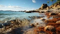 Tranquil scene of a sunset over rocky coastline generated by AI Royalty Free Stock Photo