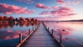 Tranquil scene sunset over water, nature beauty reflected in twilight generated by AI Royalty Free Stock Photo