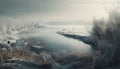 Tranquil scene winter beauty in nature, frozen tree reflects on icy pond generated by AI Royalty Free Stock Photo