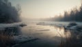 Tranquil scene of winter forest icy reflection generated by AI Royalty Free Stock Photo