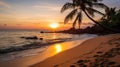 Tranquil scenery of tropical beach and sunset at dusk