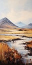 Tranquil Scottish Landscape Painting With Mountains And Streams Royalty Free Stock Photo