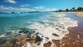 Tranquil seascape, blue water, sandy beach, summer vacation generated by AI