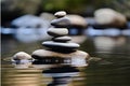 Tranquil and serene balanced stones in a zen meditation garden for perfect harmony and inner balance Royalty Free Stock Photo