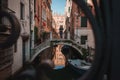 Tranquil and Serene Canal View with Arched Buildings in Venice, Italy