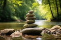 Tranquil and serene zen meditation garden with perfectly balanced stones for inner harmony and peace Royalty Free Stock Photo
