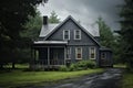 Tranquil Simple gray house. Generate Ai Royalty Free Stock Photo