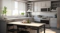 Tranquil Simplicity: The Monochromatic Kitchen Space Royalty Free Stock Photo