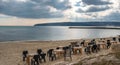 slightly overcast day at a beachside cafe Royalty Free Stock Photo