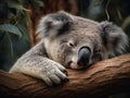 The Tranquil Slumber of the Koala in Eucalyptus Tree