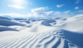 Tranquil snow covered mountain range, striped with ripples of wind generated by AI