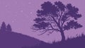 Tranquil Snowy Landscape with Sparse Tree and Purple Sky, vector design Generative AI Royalty Free Stock Photo