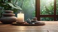 Tranquil Space with Natural Elements and Soothing Candlelight Royalty Free Stock Photo
