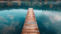 Tranquil Spring Time at a Secluded Lake With a Wooden Dock Royalty Free Stock Photo