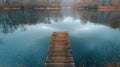 Tranquil Spring Time at a Secluded Lake With a Wooden Dock Royalty Free Stock Photo