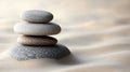 Tranquil stone cairn on sandy beach evoking peacefulness and harmony Royalty Free Stock Photo