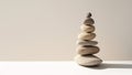 Tranquil stone stack formation, embodying Zen aesthetics. Balanced stones epitomize harmony and equilibrium, reflecting Royalty Free Stock Photo