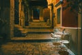 Tranquil street in Rovinj old town, night view, Istria, Croatia Royalty Free Stock Photo
