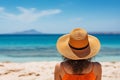 Tranquil summer beach vacation unrecognizable woman embracing the joy of a sun filled holiday