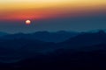 Tranquil Sunrise over Sinai Mountain Range from the Top of Mt. Sinai