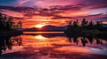 tranquil sunset on lake