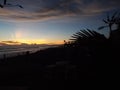 Tranquil Sunset Landscape with Colorful Sky over the Sea and Silhouette of a Tree. Bali, Indonesia. Royalty Free Stock Photo