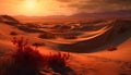 Tranquil sunset over arid African landscape, mountain range in background generated by AI Royalty Free Stock Photo