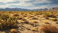 Tranquil sunset over arid mountains, sand dunes, and dry plants generated by AI Royalty Free Stock Photo