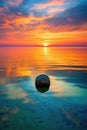 tranquil sunset over a calm ocean horizon Royalty Free Stock Photo