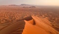 Tranquil sunset over majestic sand dunes in arid Africa generated by AI