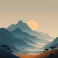 Tranquil Sunset Over Mountain Landscape with Soft Gradient Sky Royalty Free Stock Photo