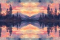 Tranquil Sunset Reflections Pattern with Warm Tones and Serene Vibes Royalty Free Stock Photo