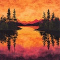 Tranquil Sunset Reflections Pattern with Warm Tones and Serene Vibes Royalty Free Stock Photo