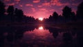 Tranquil sunset reflects beauty in nature, serene meadow over water generated by AI Royalty Free Stock Photo