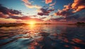 Tranquil sunset reflects beauty of nature in serene water generated by AI Royalty Free Stock Photo