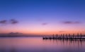 Tranquil sunset at the Westeinderplassen Jetty near Amsterdam Royalty Free Stock Photo