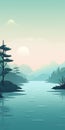 Tranquil Swamp: Minimalistic Water Landscape Wallpaper