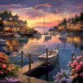 A Tranquil Tapestry: An Idyllic Marina at Dusk