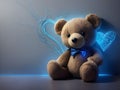 Tranquil Tides: Blue Laser-etched Teddy Bear Heart Wall Decor