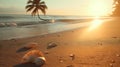 Tranquil Tides: Sun-kissed Beachscape./n