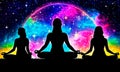 Tranquil Trio: Cosmic Meditation. Generative AI