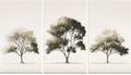 Tranquil Trio: A Minimalist Depiction of Three Majestic Oak Trees, Made with Generative AI